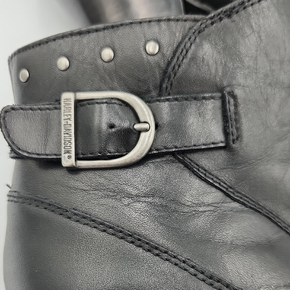 Harley-Davidson Black 3" Heeled Boots with Silver Buckle Women's 7 - Picture 5 of 6